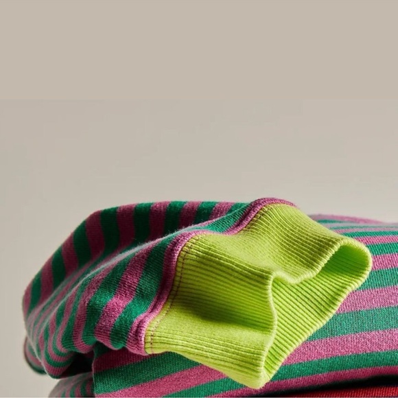 Free People Striped Long Sleeve Tee - Purple and Green - Picture 4 of 6